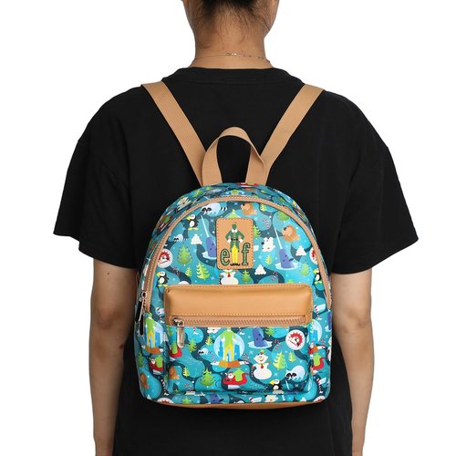 Bioworld Elf Illustrated North Pole Pattern 11.5" Mini Backpack