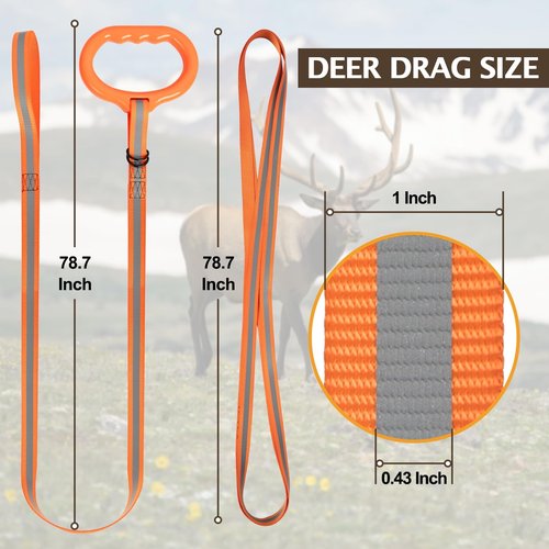 Hunthor Deer Drag Harness with Wider High Strength Handle, 1100lbs Rope for Deer Hunting, Easy to Use Hunting Accessories for Big and Small Game