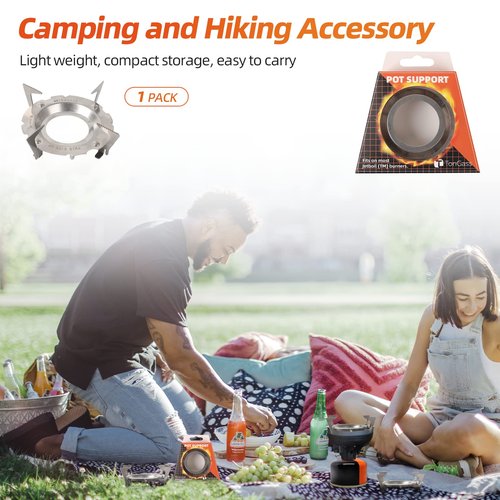 TonGass Camping Stoves Pot Support Compatible with Jetboil Stove Pots Support Stainless Steel Portable Camp Pot Stand for Jetboil Burner Replacement, Can Accommodate Up to 9" Skillets or 2L Cook Pots