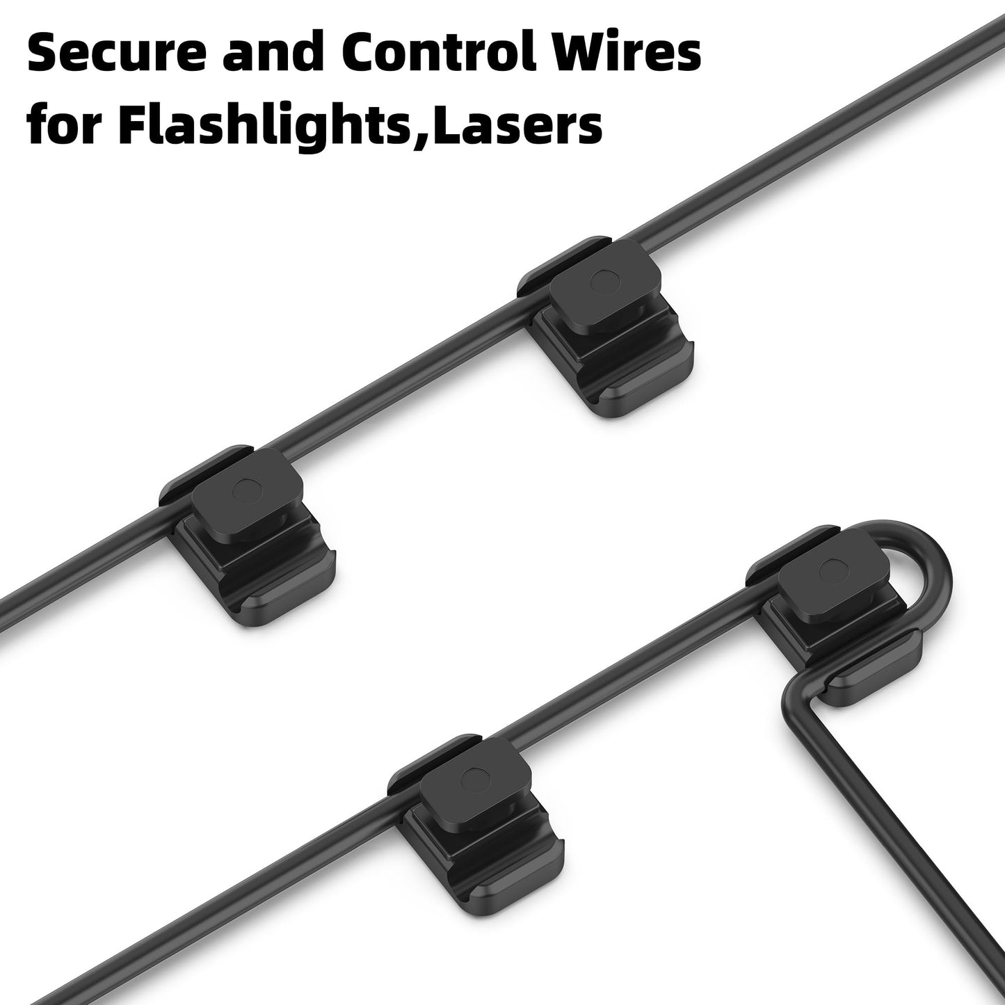 CKPART 10 Pack Picatinny Pressure Switch Cable Guides Compatible with M-LOK System, Pressure Switch Cable Clips Compatible,Flashlight Laser Wire Clips Compatible with Mloc (Configuration Screws)
