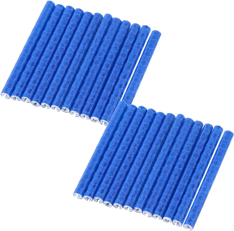 Alomejor Wheel Reflector Mount Clips for Spokes, Reflective Strips for Night Cycling Riding Safety with Warning Reflective Tube (Blue)