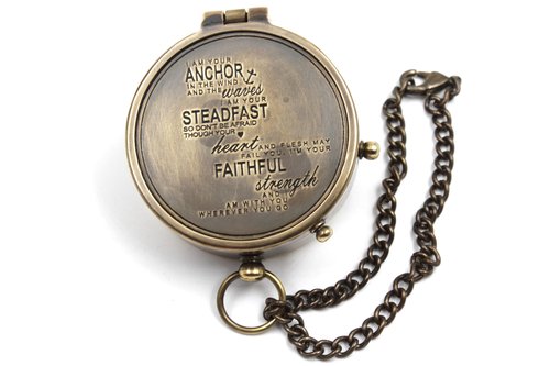 OCEAN REPLICAS I am Your Anchor, Faithful, Strength Engraved Compass, Confirmation Gift Ideas, Baptism Gifts.