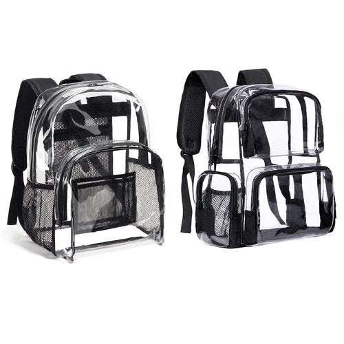 Vorspack Clear Backpack Heavy Duty - Clear Book Bag with Multi-pockets Large See Through Backpack for College Workplace - 2 Pack