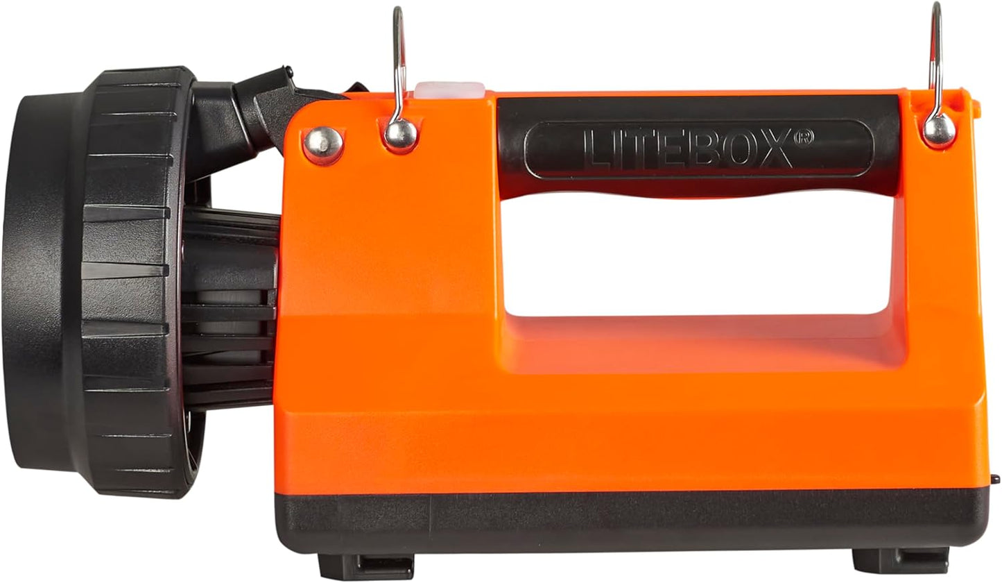 Streamlight 45857 E-Spot LiteBox 1500-Lumen 110000 Candela Rechargeable Spot Beam Lantern with Power Failure System, AC/DC Charging, Heavy Duty Shoulder Strap and Mounting Rack, Orange