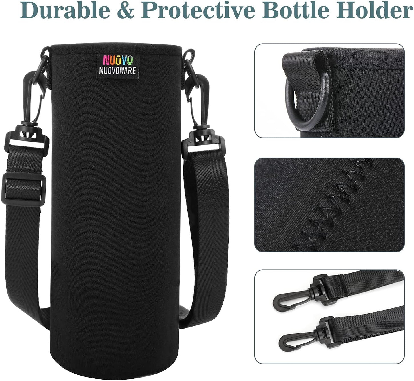 Nuovoware Water Bottle Carrier Bag, Premium Neoprene Portable Insulated Water bottle Sling Holder Bag 1000ML with Adjustable Shoulder Strap for Men Women Hiking, Sling Bottle Bag Case