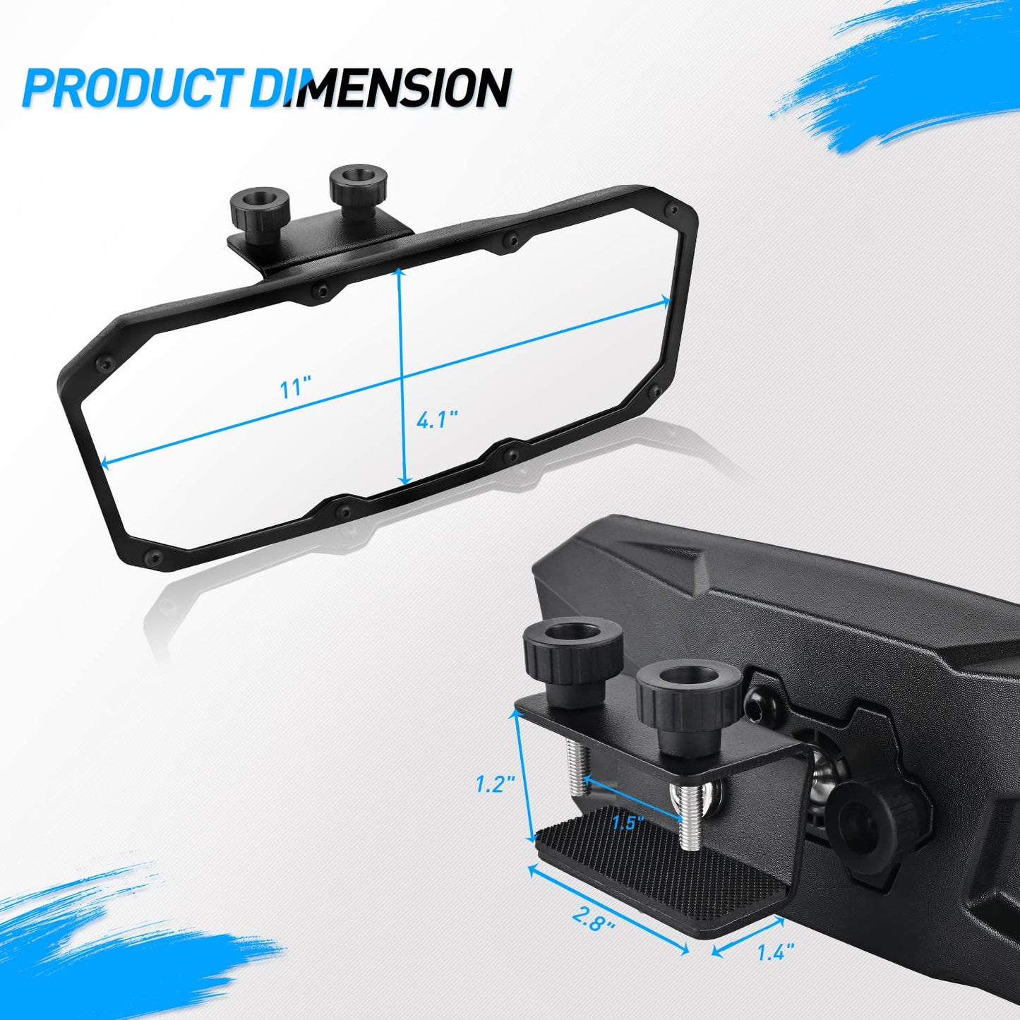 Frokom Marine Rearview Mirrors, 4.1"x11" Wide and Clear Rear View Boat Mirror for Ski Boats Pontoon Boats Water Skiing Sport Wakeboarding Surfing