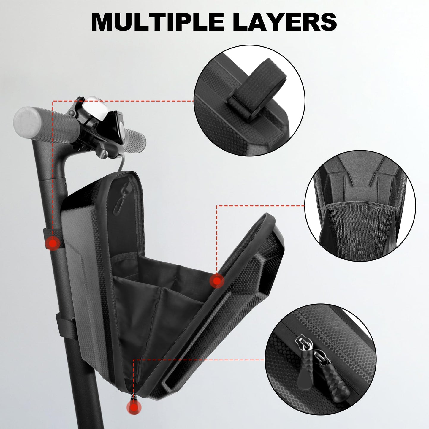 JAGASOL Electric Scooter Bag, Waterproof Scooter Storage Bag, Universal E Scooter Accessories, Scooter Handlebar Bag with Reflective Strip, Hard shell, Large Capacity, Portable