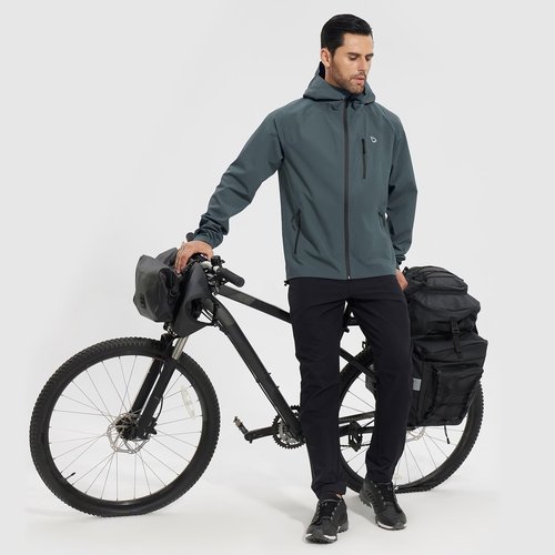 baleaf Men's Rain Jacket Waterproof Running Cycling Windbreaker Golf Hiking Gear Hood Raincoat Packable Reflective Grey M