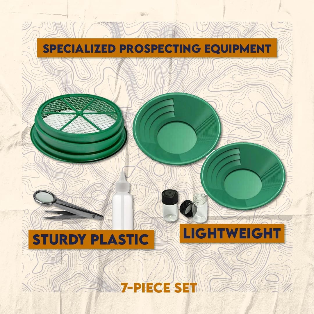SE Gold Panning Kit - Complete Prospecting Set with Pans, Sieves, and More - Ideal for Beginners, Enthusiasts, Hobbists (GP5-KIT107)
