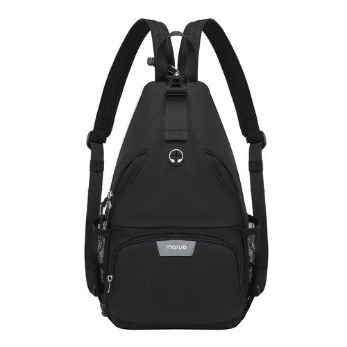 MOSISO Sling Backpack Travel Hiking Daypack, Crossbody Convertible Sling Bag with Front Pocket One Shoulder Chest Bag, Black