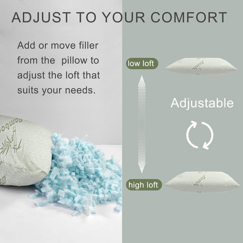 GIVANLEE Camping Pillow for Sleeping 2 Pack,Travel Pillow Compact Filled in Shredded Memory Foam,Portable with Storage Bag,Soft Cover,Small Pillow for Camp Backpacking Hiking Gear&Accessories