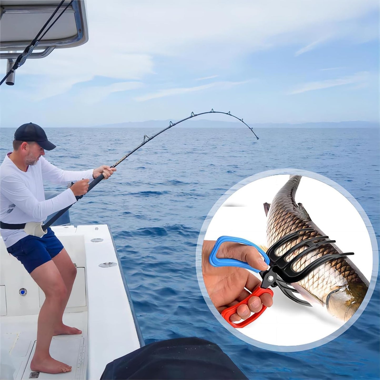 2 Packs Upgrade 2/3 Claw Fish Gripper, Metal Fishing Pliers Gripper Catch Fish Control Clamp, Three Teeth Fishing Pliers Control Forceps Fishing Accessories for Most Freshwater Fish Grip Tackle Holder