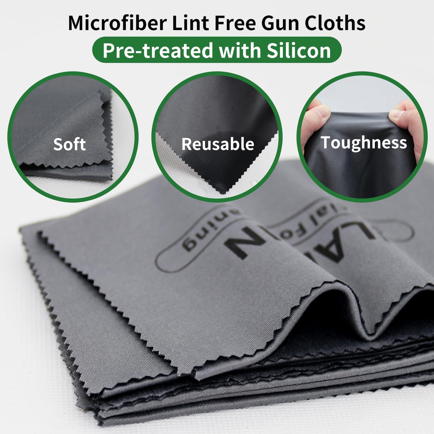 ILANSIN Silicon Gun Cloth 5 Pack 12'' ×12'' Gun Cleaning Cloths Lint Free - Gun Cleaning Wipes with Silicon Gray Gun Cleaning Rags for Gun Cleaning/Polishing Silicon Rags/Rust Wipes