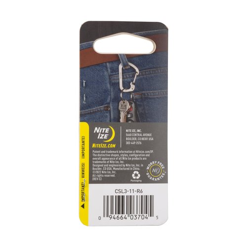 Nite Ize SlideLock Carabiner Stainless Steel - Key Holder Carabiner for Daily Use - Secure Keychain Organizer with Lock - Lockable Carabiner Fits Multiple Keys - Size 3, Stainless Steel (4 Pack)