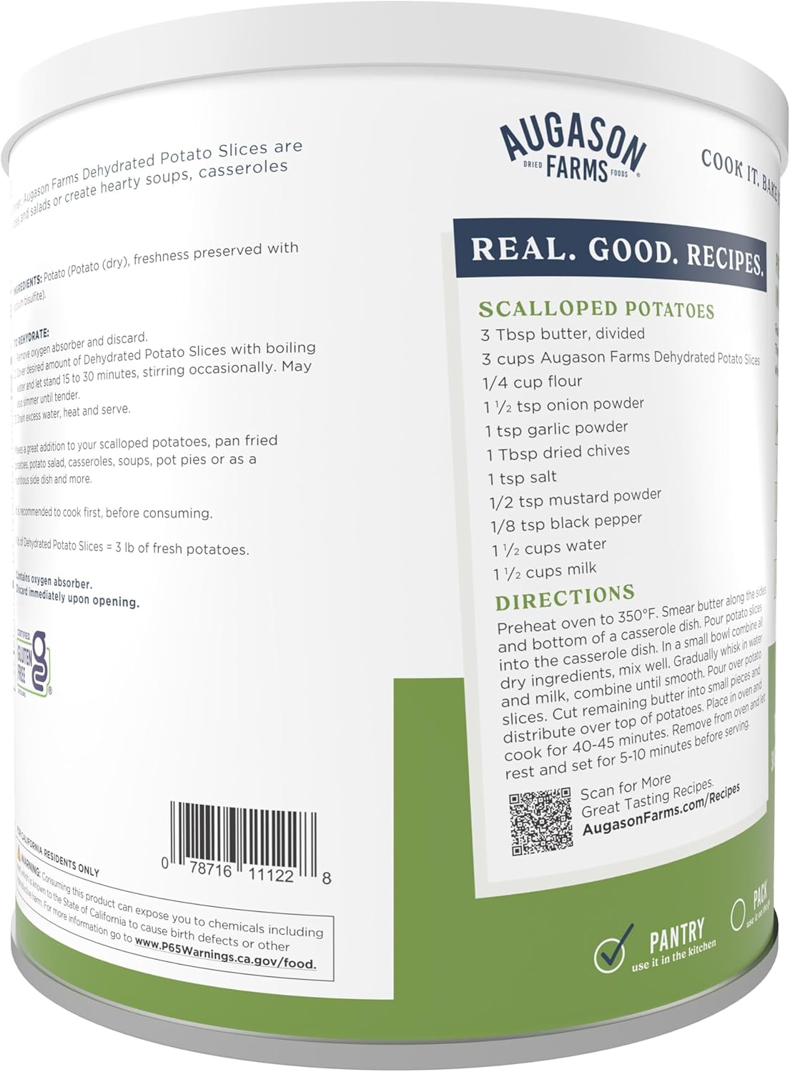 Augason Farms Dehydrated Potato Slices - Emergency Food Supply for Everyday Meals