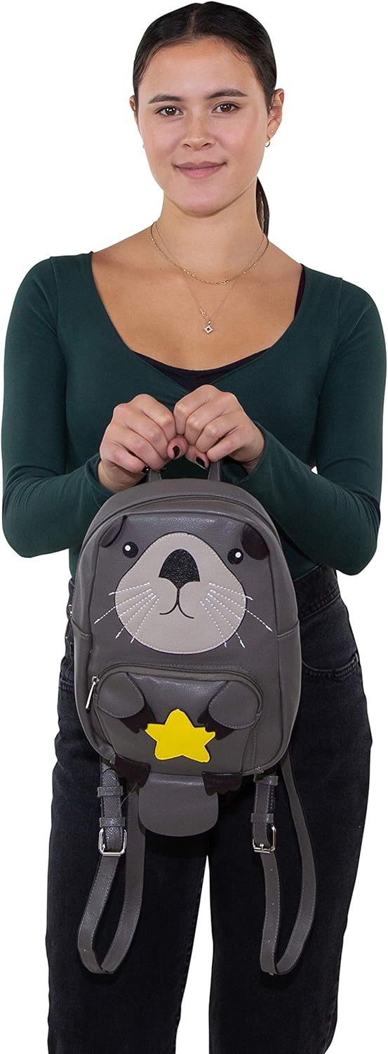 Sleepyville Critters: Mini Otter Backpack In Vinyl Material