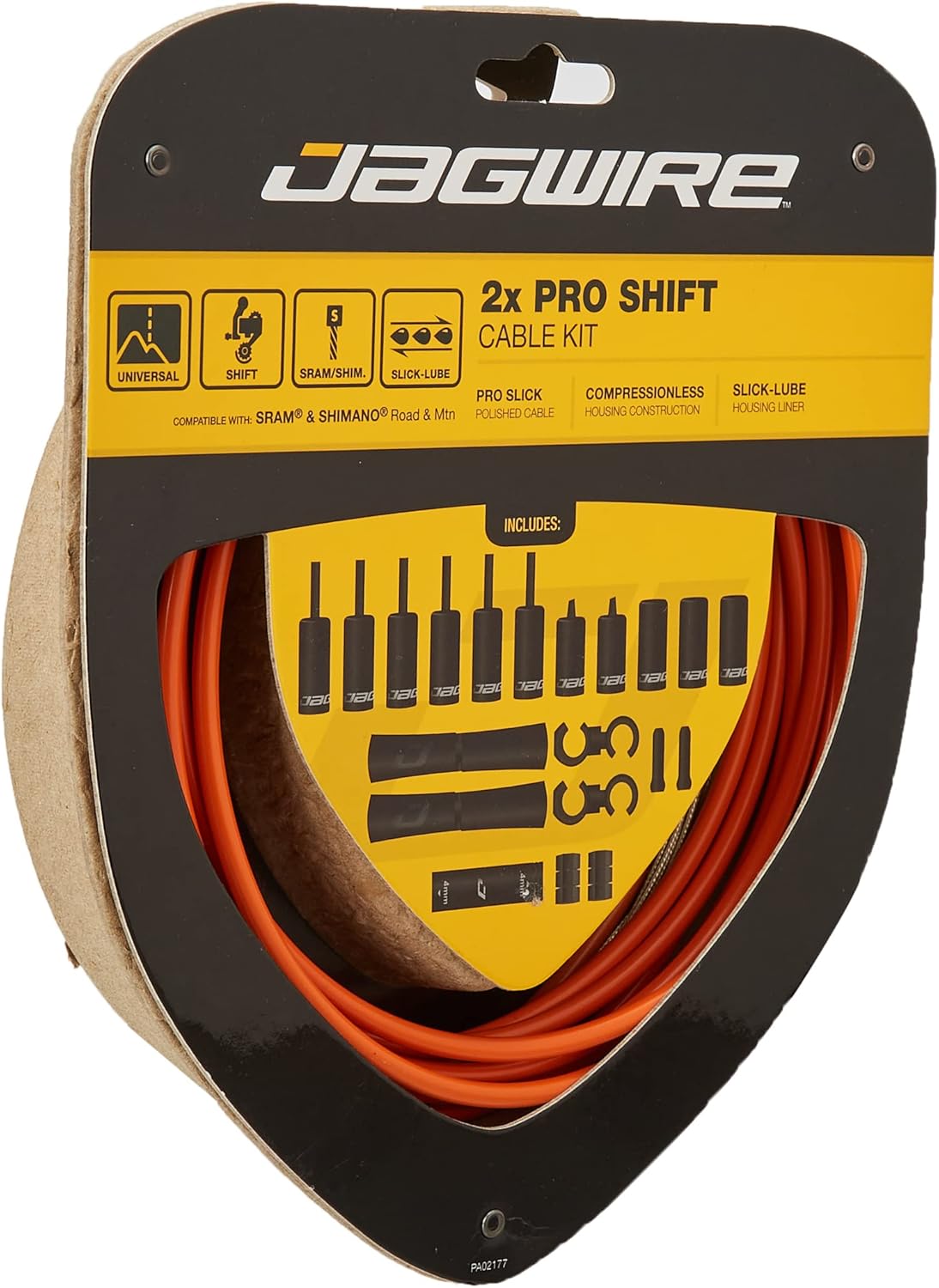 Jagwire - 2X Pro Universal Gear Shift Kit | for Road, MTN and Gravel | Compatible with SRAM and Shimano Gears, Polished Stainless Steel Cables, 10 Color Options