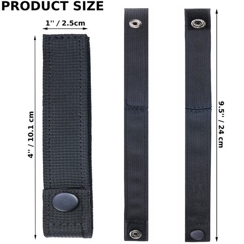 Tactical Molle Straps 4 inch, Molle Webbing Straps Molle Panel Attachments, Military Molle Accessories Snap Strap for Backpack, Outdoor Molle Straps with Snaps Nylon Molle Clips and Straps (4, Black)