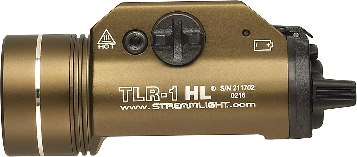 Streamlight 69266 TLR-1 HL 1000-Lumen 20000 Candela Rail-Mounted Tactical Weapon Light with Specific Compatibility Rail Locating Keys, Flat Dark Earth