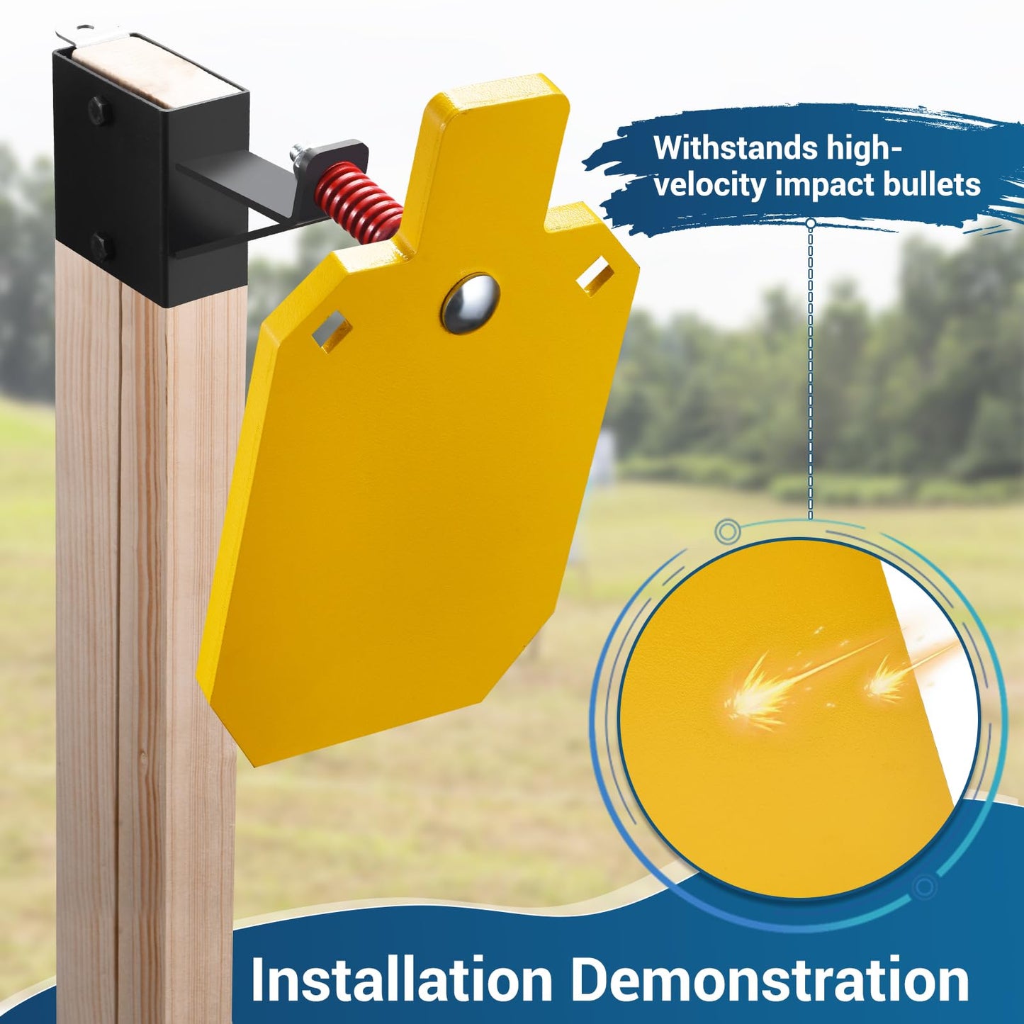 GADFISH 7" x 12" AR500 Steel Targets for Shooting with T Post Target Hanger, 1/2 Inch Thick Steel Target, 2 Mounting Options, Neon Yellow Color