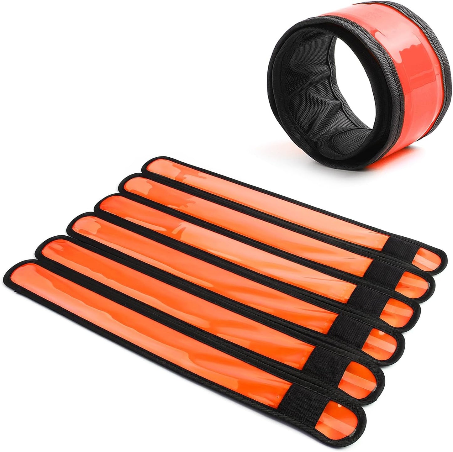 Pack of 6 LED Light Up Band Slap Bracelets Night Safety Wrist Band for Cycling Walking Running Concert Camping Outdoor Sports