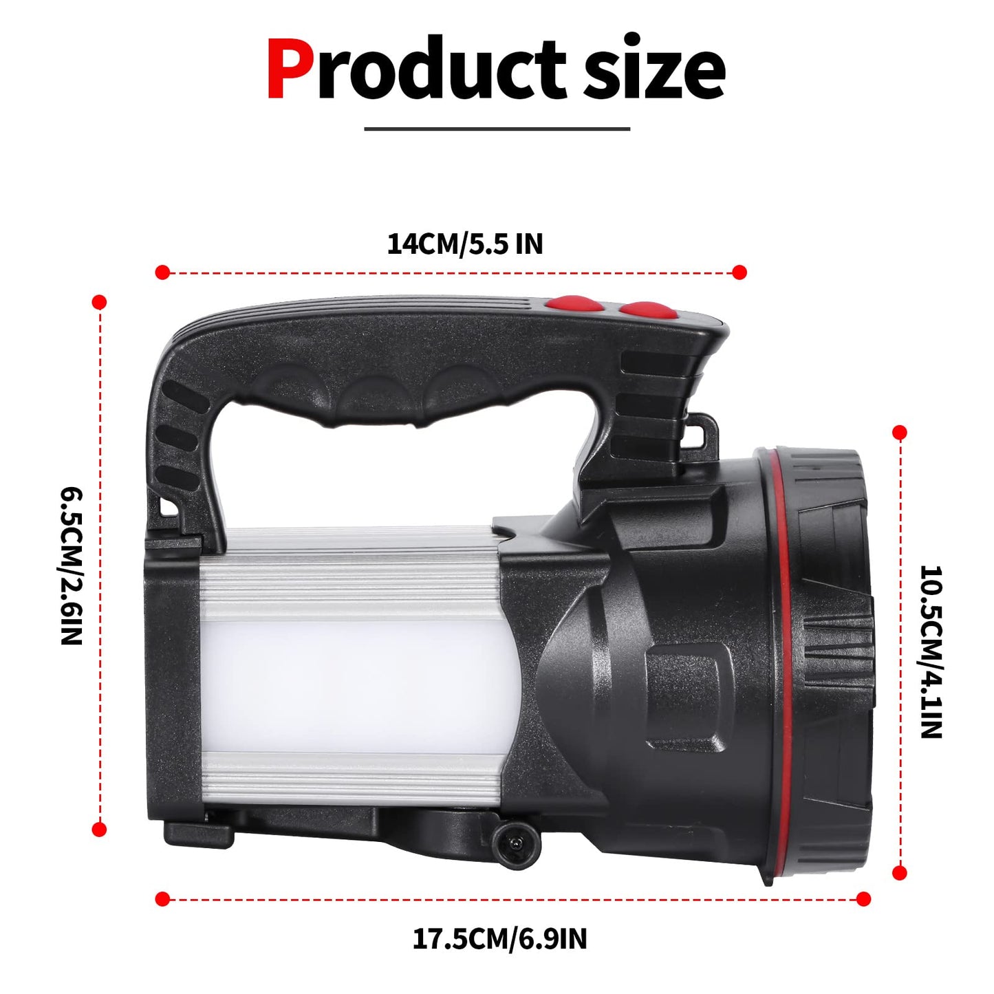Vanvale Superbright LED Handheld Searchlight Tactical Waterproof Spotlight High Power Rechargeable Flashlights with Side Light USB Power Charger (Yellow Light)