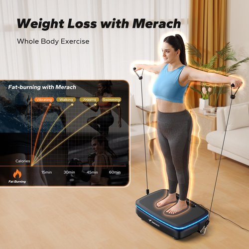 MERACH Vibration Plate Exercise Machine, Vibration Plate for Lymphatic Drainage, Vibrating Plate Exercise Machine for Women Men, Workout Equipment for Home