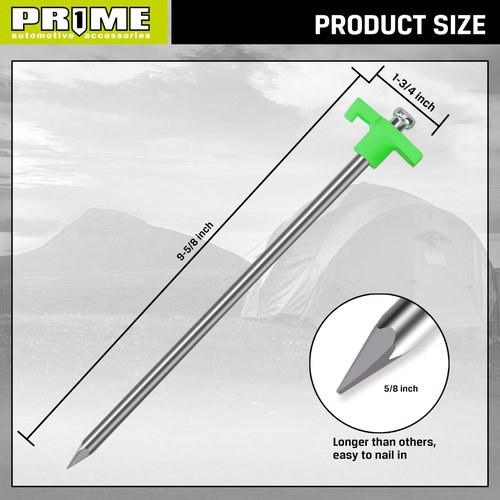 PR1ME Tent Stakes 12 Pack, Galvanized Non-Rust Family Pop Up Household Tent Pegs, Heavy Duty Yard Stakes, for backyards, Canopy, and Outdoor Decorations