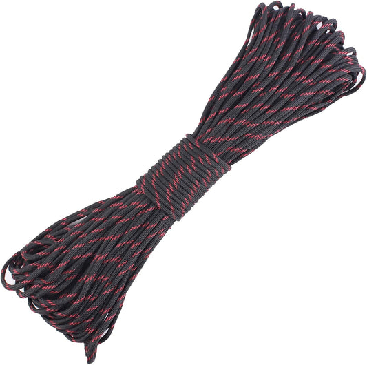 Paracord 9 Core 550 Parachute Cord Camping Rope 100FT (Black, 100feet)