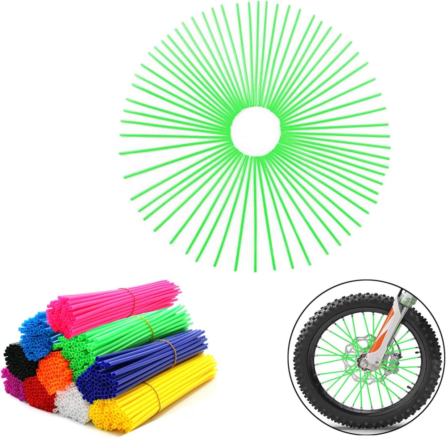 72Pcs Universal Spoke Skins Covers，Wheel Spoke Wraps Skins Pipe Trim Decoration Protector For Motorcycle Dirt Bike Yamaha Honda BMW Suzuki Kawasaki(Pink)