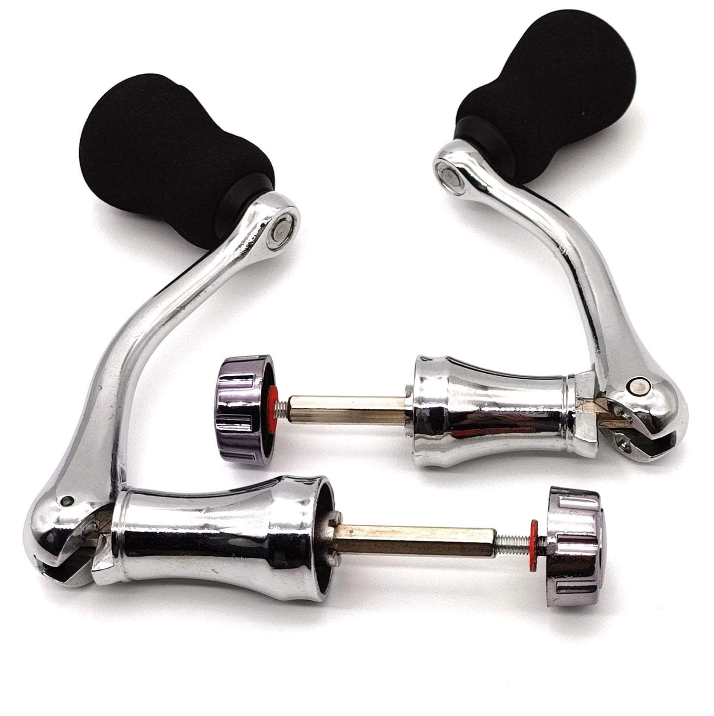 Tgpiao Fishing Spinning Reel Handle, All-Metal, with The Grip EVA for Spinning Reels Replacement Grip Parts,2 Pack, Silver, Medium Large