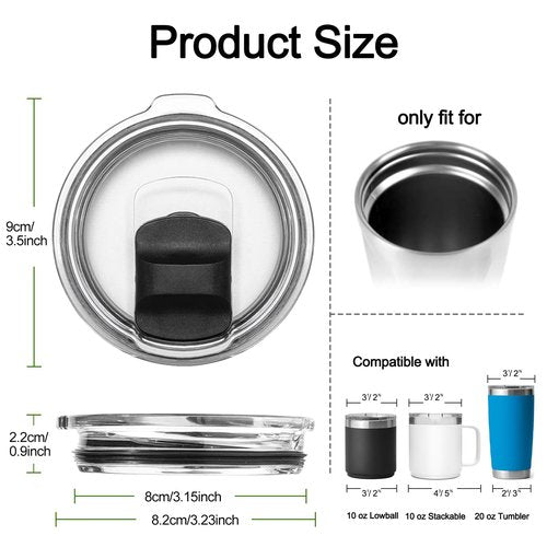 20 oz Magnetic Tumbler Lid, 20 oz Replacement Lid for Yeti Lids Compatible with YETI Rambler, Magnetic Spill Proof Tumbler (4Pack, 20oz)