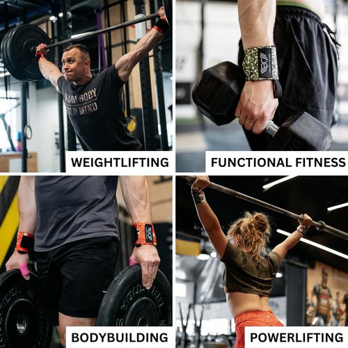WARM BODY COLD MIND - Weightlifting Wrist Wraps for Cross Training, Powerlifting, Deadlift, Gym, Workout, Exercises & Fitness, Premium, Heavy-Duty Wrist Support, Thumb Loop (12" Black)