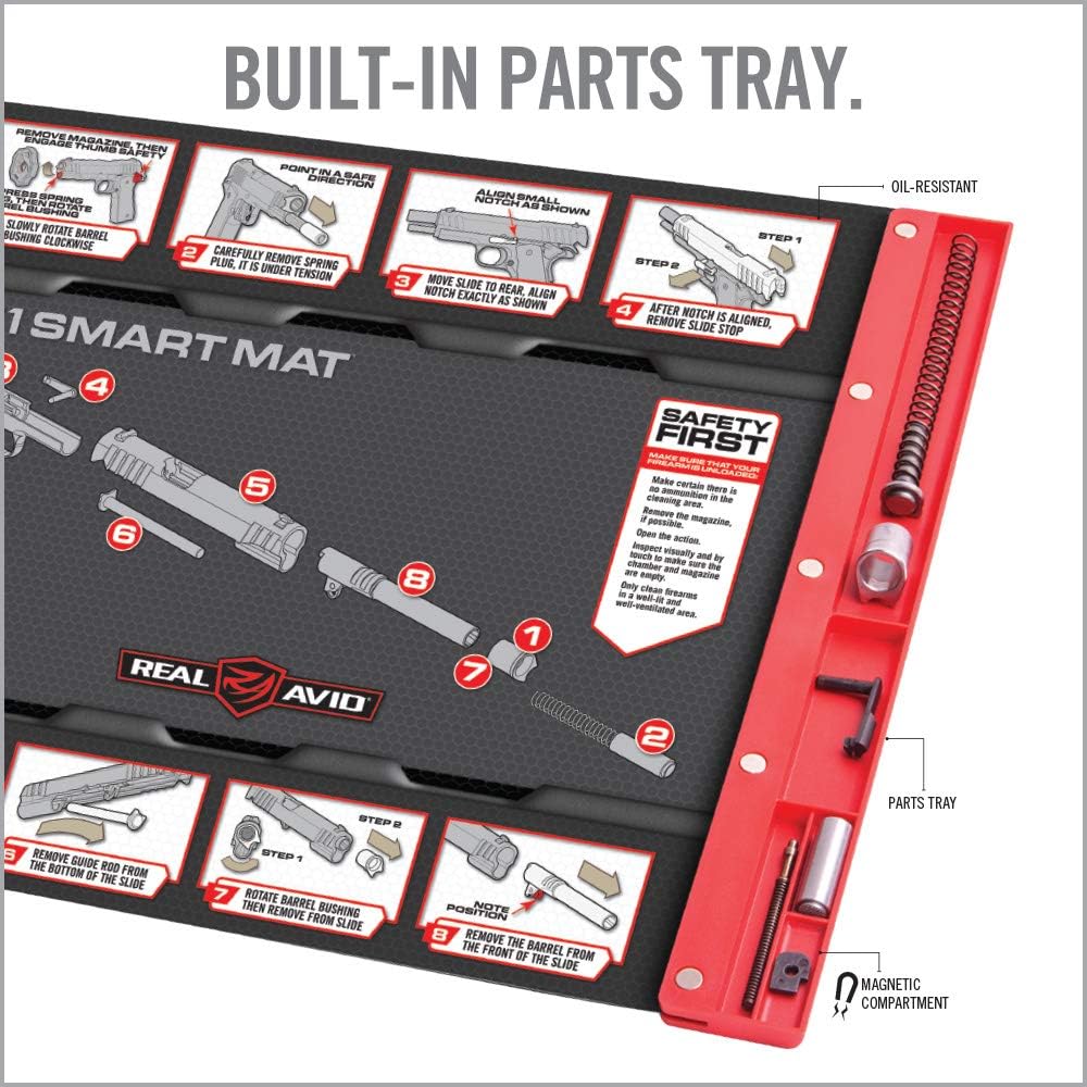 Real Avid Gun Cleaning Mat 19" x 16" with Magnetic Parts Tray | 1911, Glock, Smith & Wesson M&P or Sig Sauer P365 & P365XL (Choose Style Below)