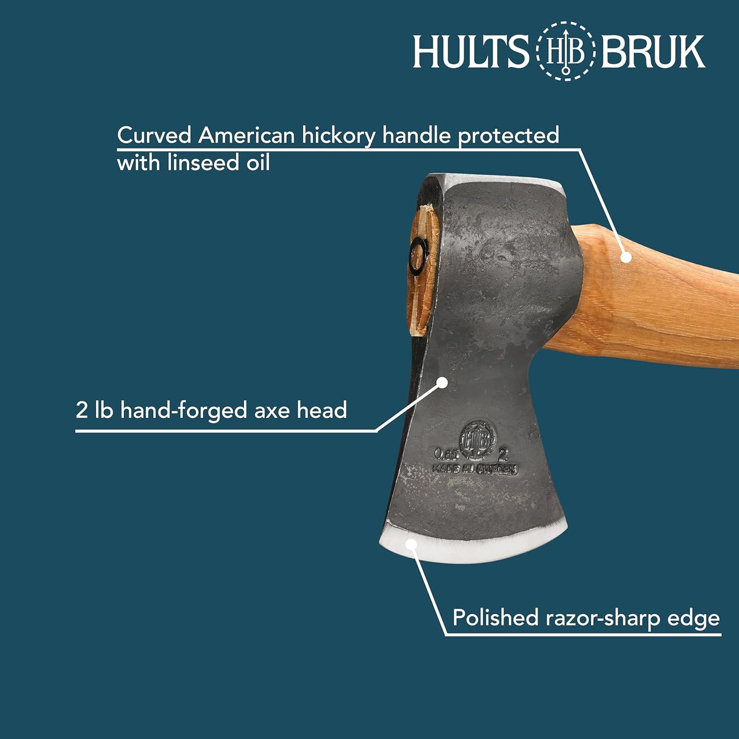 Aneby Hatchet by Hults Bruk - 2 lb Head, 20" Handle for Precision Cutting