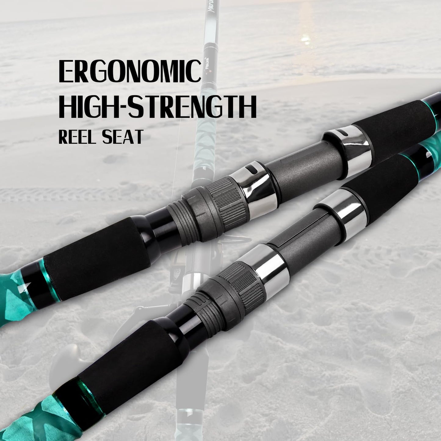 Fiblink Surf Fishing Rod Portable Travel Surf Spinning Rod 4 Piece Carbon Fiber Saltwater Fishing Rod 9'