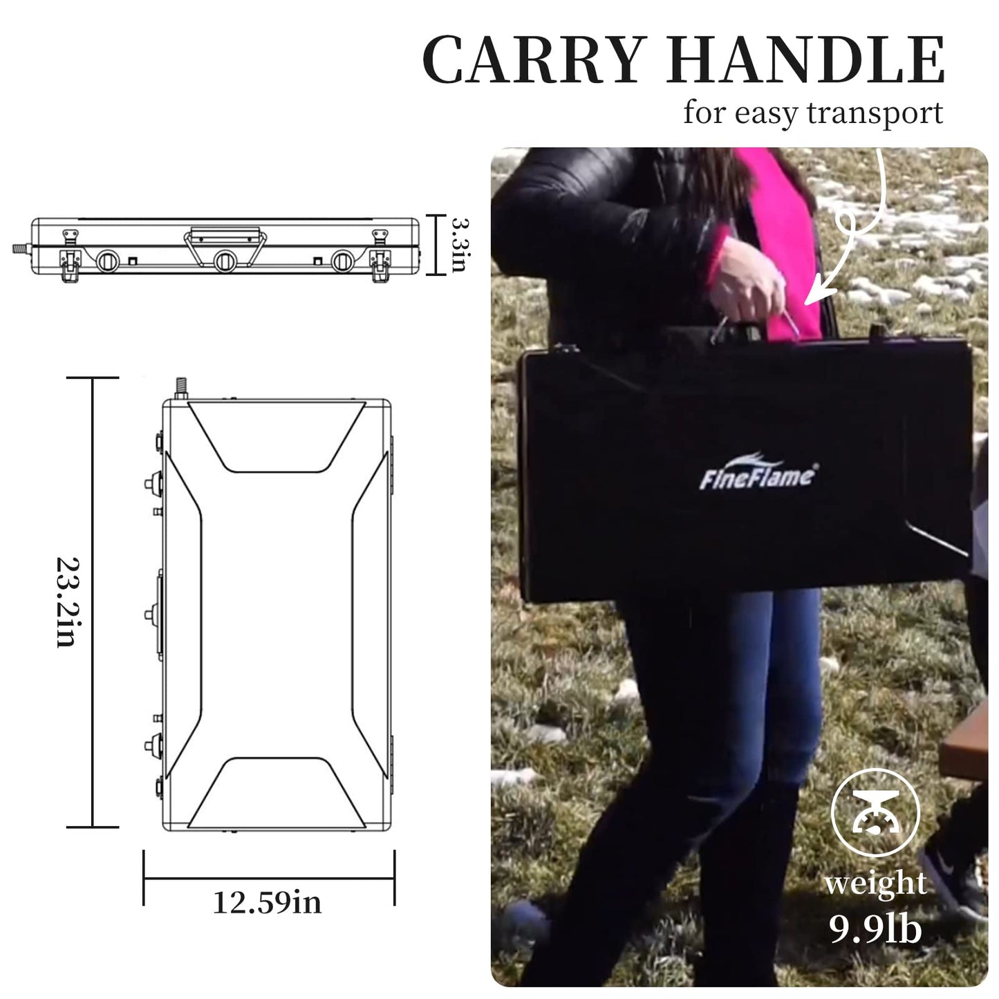 FineFlame Camping Stove 3 Burner 20400 BTU With Bulin 13 PCS Camp Cookware Set