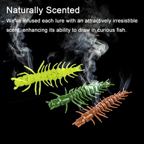Eupheng 2"/3" Hellgrammite Fishing Lures, Super Realistic Soft Plastic Fishing Lures for Ned Jig Drop Shot Rig, Qty 20Pack/12Pack
