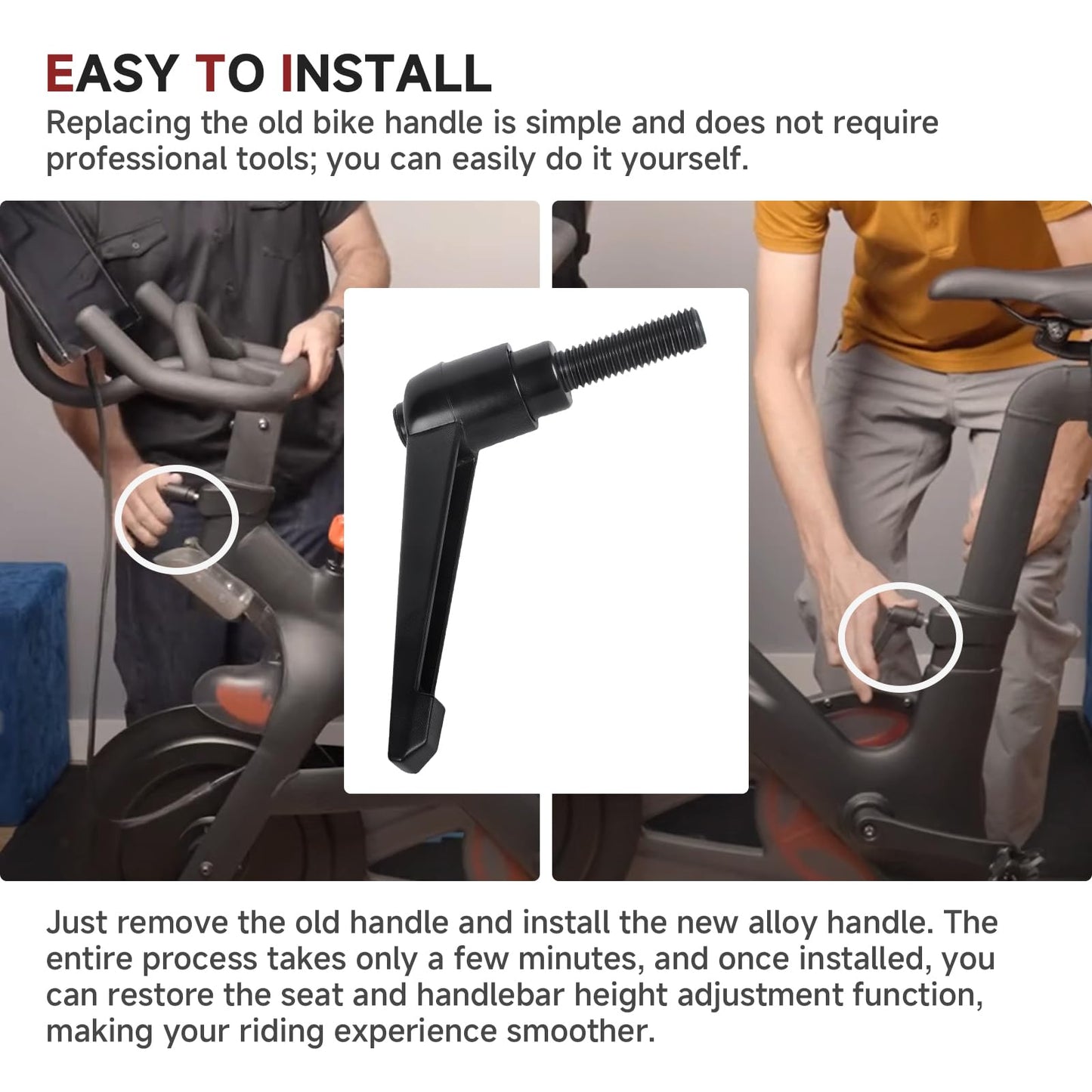 MUGLFPT Exercise Bike Seat and Handlebar Height Adjustment Handle Replacement Part - Compatible with Peloton Bikes, Adjustable Alloy L-Shaped Handle Accessory for Seat and Handlebar Height Adjustment