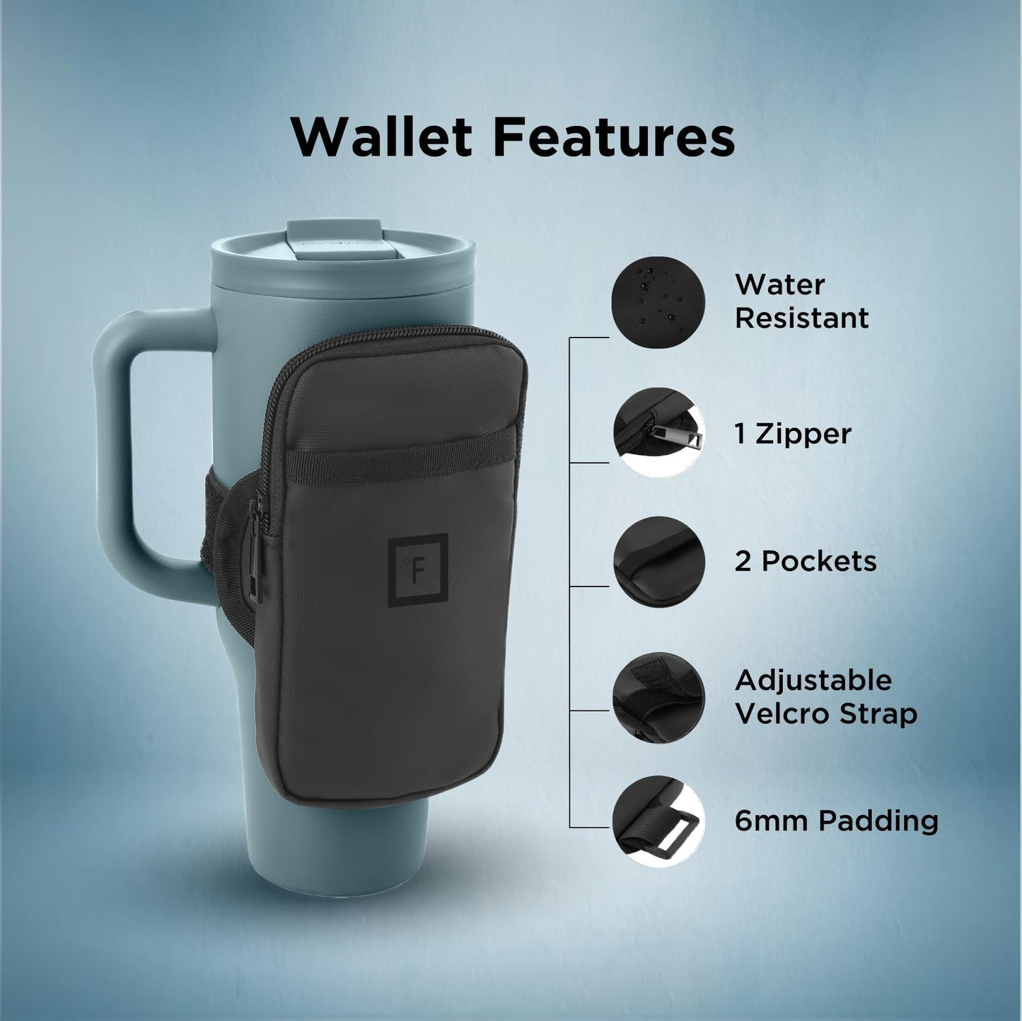 IRON °FLASK Water Bottle and Tumbler Wallet for On-the-Go Storage - Water Resistant, Adjustable, Organized Compartments, Stylish - Perfect for Active Lifestyles - 4 x 6.9 inches