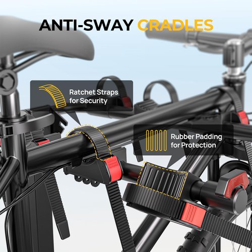 BougeRV Upgrade 2.0 Hitch Bike Rack with Dual Lock for SUV Truck, 165LB Capacity 2/3/4 Bikes Hitch Bike Carrier Rack with 2'' Hitch Receiver, Easy Assembly, Tilting & Foldable Bike Rack Hitch