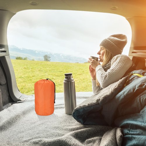 PATIKIL Stuff Sack, 9 x 16 Inch Waterproof Outdoor Storage Sack Portable Drawstring Dust Flap Bag for Camping, Orange