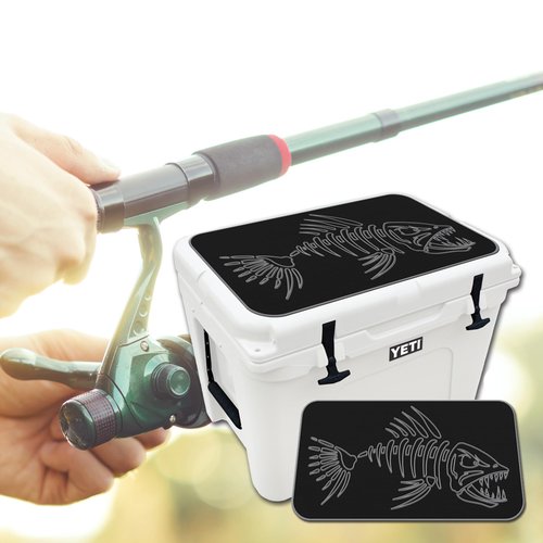 USATuff SeaDek EVA Mat Cooler Pad fits YETI 45 Tundra | Peel & Stick Application | Non Slip Comfort Accessories - Bonefish Skeleton (Black-StormGray)