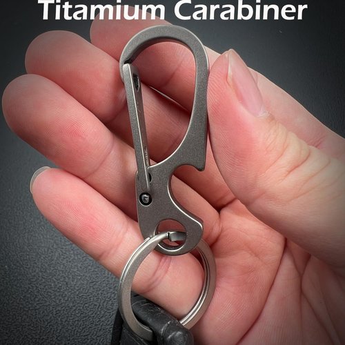 SHEICAP Titanium Carabiner Keychain Clip with Bottle Opener, EDC Key Chain Quick Release Hooks with Stainless Steel Key Ring