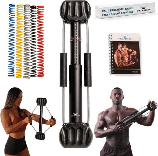Bullworker Isometric Exercise Equipment - Steel Bow 20", Portable at Home Gym Equipment for Back, Shoulder, Chest, Biceps, Triceps, Abs, Arm Workout, All in One Exerciser for Men & Women, 0-130lbs