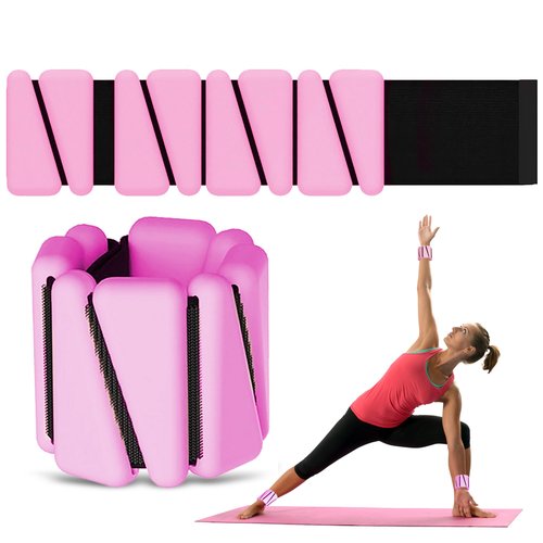 Triangle Weights Silicone Wrist& Ankle Weights- Adjustable Wearable Weights for Women & Men - Suitable for Yoga,Dance,Pilates, & Jogging, PINK