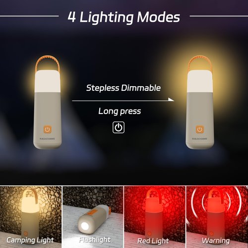 HALOSTORMS Camping Lantern, 350 Hours Running Time Rechargeable Lantern, 3200mAh Lantern Flashlight with 4 Modes, Waterproof Tent Light for Hiking, Emergency, Power Outages (Yellow 1PK)