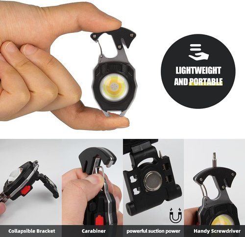 E-SHIDAI Mini Flashlight 1 Pack, Rechargeable Keychain Flashlight with 3 Light Modes, 1000lumens Bright EDC Flashlight Keychain Light with Magnet Base, Portable Pocket Flashlight for Camping Walking