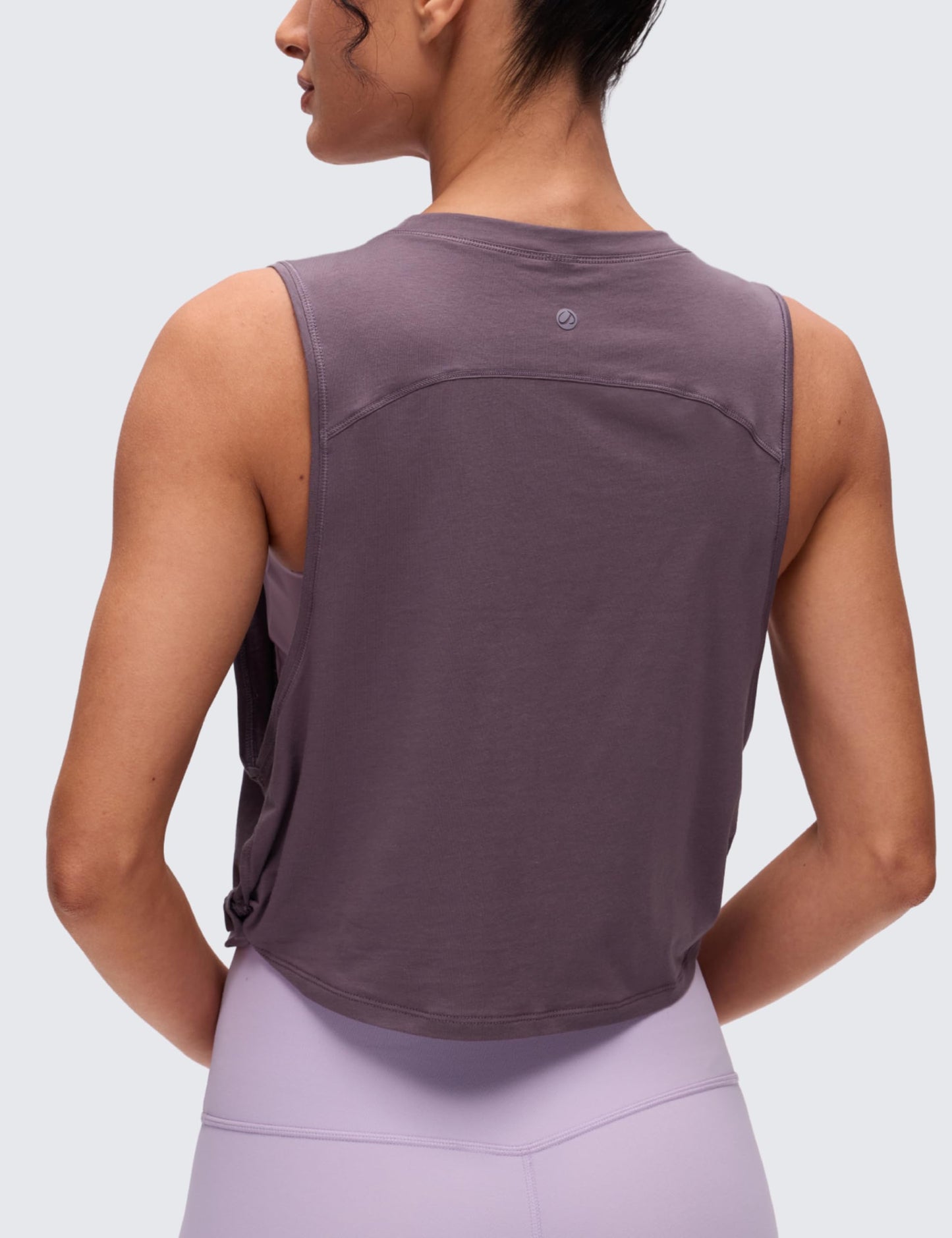 CRZ YOGA Pima Cotton Large Armhole Tank Tops for Women - Workout Sport Athletic Yoga Running Gym Loose Crop Sleeveless Shirts Purple Gray Medium
