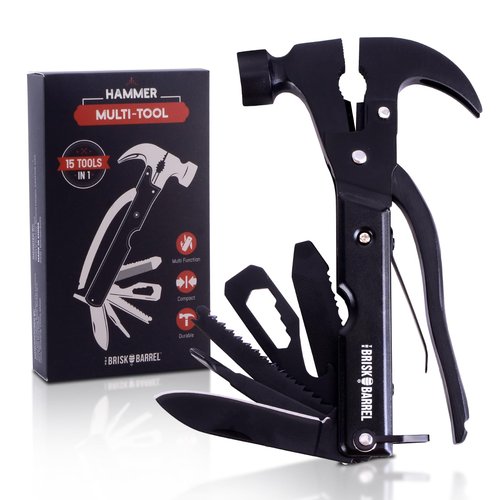 Hammer Multitool 15 in 1 - Multitool for Men. Compact Camping Multi Tool. Backpacking & Camping. Survival and Emergency Tool. Father's Day Gifts for Men, Dad. Pocket Tool